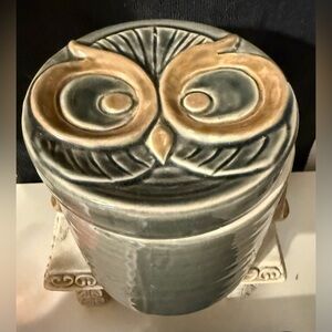 Ceramic owl canister! 6” H